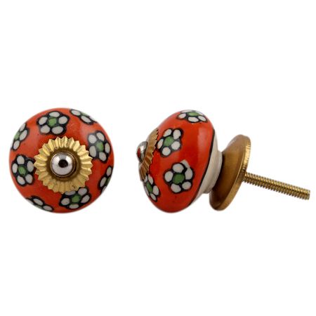 Orange Tiny Flower Cabinet Knob